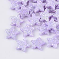 Abalorios acrílicos opacos, con polvo del brillo, estrella, púrpura medio, 13.5x14.5x4mm, agujero: 1.6 mm