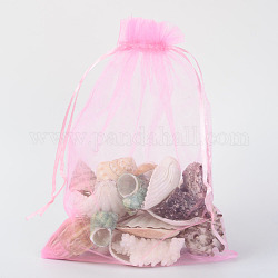 Sacs-cadeaux en organza avec cordon de serrage, pochettes à bijoux, fête de mariage cadeaux de noël sacs-cadeaux, rose, 23x17 cm