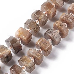Natürliche sunstone Perlen Stränge, facettiert, Flachrund, 14x14x5~8.5 mm, Bohrung: 1.8 mm, ca. 30 Stk. / Strang, 14.76 Zoll (37.5 cm)