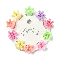 Kids Hair Accessories, Flocky Plastic Claw Hair Clips, with Iron Spring, Crown, Mixed Color, 15.5x15x12mm