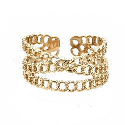 304 anello per polsino aperto incrociato in acciaio inossidabile, grosso anello cavo per le donne, oro, misura degli stati uniti 7 (17.3mm)