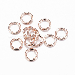 Anillos de salto de 304 acero inoxidable, anillos del salto abiertos, oro rosa, 18 calibre, 6x1mm, diámetro interior: 4 mm