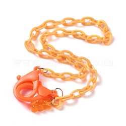 Collares personalizados de cadena de cable de plástico abs, cadenas de gafas, cadenas de bolsos, con cierres de pinza de langosta de plástico y colgantes de oso de resina, coral, 19-1/8 pulgada (48.5 cm)