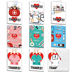 SUPERDANT Thanks Theme Cards, with Paper Envelopes, for Thanksgiving Medical Worker, Rectangle, Mixed Color, 10x15cm, 9pcs/set, 1set