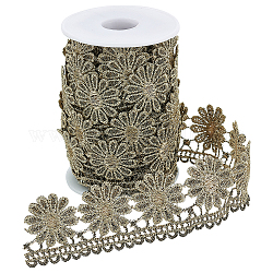 Arricraft 7.5 Yards Metallgarnbänder, Blumenmuster, mit 1 Stück leeren Kunststoffspulen, dark khaki, Farbband: 1-1/2 Zoll (38 mm)