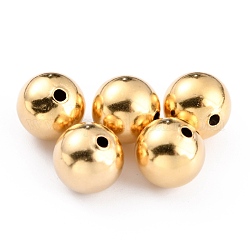 Perline in ottone, placcato di lunga durata, tondo, vero placcato oro 24k, 10mm, Foro: 1.6 mm