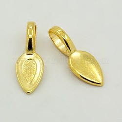 Tibetan Style Alloy Glun-on Flat Pad Bails for Pendants Making, Cadmium Free & Nickel Free & Lead Free, Golden, 21x7x6mm, Hole: 6x4mm, about 1330pcs/1000g