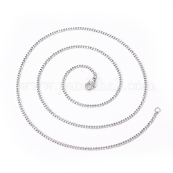 304 из нержавеющей стали Снаряженная цепи ожерелья, с омаром застежками, цвет нержавеющей стали, 21.8 дюйм (55.6 см), 2 мм