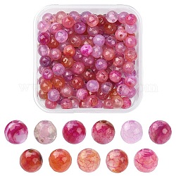 130 brins de perles d'agate multicolores naturelles teintes, ronde à facettes, plus la taille disponible, magenta, 6mm, Trou: 1mm