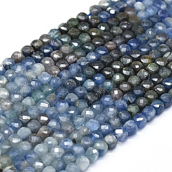 Natural Kyanite/Cyanite/Disthene Beads Strands, Faceted, Square, 4x4x4mm, Hole: 0.7mm, about 80pcs/strand, 15.55 inch(39.5cm)