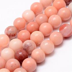 Chapelets de perles en aventurine rose naturel, ronde, 8mm, Trou: 1mm, Environ 48 pcs/chapelet, 15'