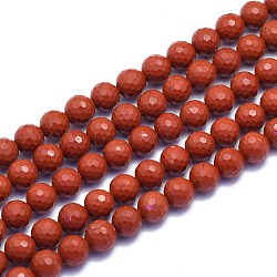 Natürliche rote Jaspis Perlen Stränge, Runde, facettiert (128 Facetten), 8 mm, Bohrung: 1.2 mm, ca. 49 Stk. / Strang, 15.16 Zoll (38.5 cm)
