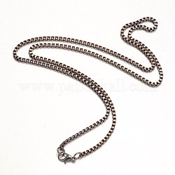 Iron Necklace Making, Box Chain, with Alloy Lobster Clasp, Gunmetal, 24.72 inch 