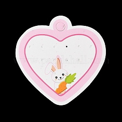 Schede espositive per orecchini di carta a forma di cuore, Schede espositive per gioielli con stampa di coniglio per orecchini a bottone, perla rosa, 8.7x8.7x0.03cm, Foro: 8 mm e 1.5 mm