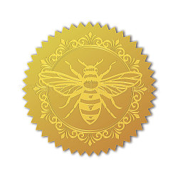Самоклеящиеся наклейки с тиснением золотой фольгой, стикер украшения медали, Пчелы, 5x5 см