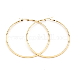 304 Stainless Steel Big Hoop Earrings, Hypoallergenic Earrings, Ring, Golden, 63x2mm, 12 Gauge, Pin: 1x0.7mm