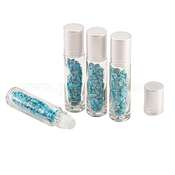 Bottiglie a sfera di vetro, bottiglia di profumo ricaricabile, con turchese sintetico di chip perline, per la cura della persona, 1.9x8.6cm, 4pcs/scatola