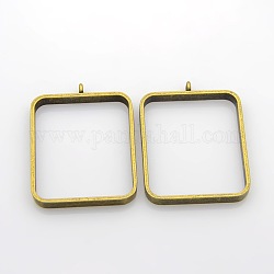 Tibetan Style Alloy Rectangle Pendants, Nickel Free, Antique Bronze, 46x35x5mm, Hole: 3mm