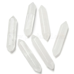 Olycraft 6Pcs Natural Quartz Crystal No Hole BeadsDouble Terminated Point, Faceted, 51~55x10.5~11x9.5~10mm