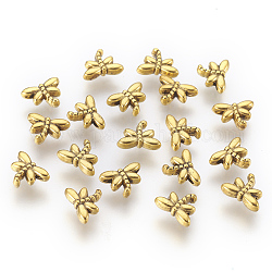 Perles en alliage de style tibétain, sans plomb et sans cadmium, libellule, Or antique, taille:  Largeur environ 8.2mm, Trou: 1mm
