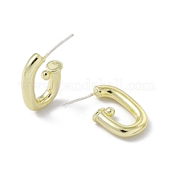 Rack Plating Alloy Stud Earring Findings, Half Hoop Earring Findings, with 925 Sterling Silver Pins, Cadmium Free & Lead Free, Oval, Light Gold, 20.5x14.5x4.5mm, Pin: 0.8mm