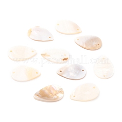 Natural Freshwater Shell Links, Teardrop, 21~21.5x13.5~14x1.5~2mm, Hole: 1.2mm