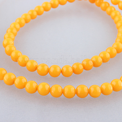 Resin Round Bead Strands, Gold, 4mm, Hole: 1mm, about 92pcs/strand, 15.2inch