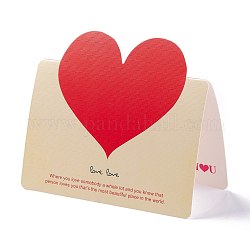 Coeur cartes de vœux, cartes d'amour pour la saint valentin, pour la fête de mariage d'anniversaire, rectangle, bisque, 96x135x0.3mm, 50 pcs /sachet 