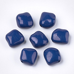 Acrylic Beads, Nuggets, Marine Blue, 23.5x23x12.5mm, Hole: 2.5mm, about 125pcs/500g