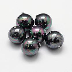 Shell-Perlen, Klasse A, Runde, Hälfte gebohrt, Schwarz, 14 mm, Bohrung: 1.2 mm