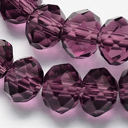 Perles en verre manuelles, imitation de cristal autrichien, facettes rondelle, violet, 8.00x6.00mm, Trou: 1.00mm, Environ 68~70 pcs/chapelet