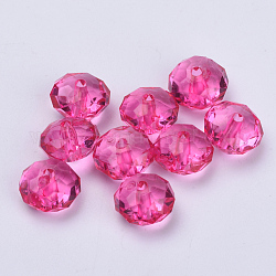 Perles en acrylique transparente, facette, rondelle, support violet rouge, 22x15mm, Trou: 3mm, environ 135 pcs/500 g