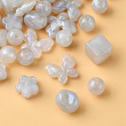 Perline acrilico opaco, Glitter perline, forme misto, grigio chiaro, 10.5~17x11~20x5.5~13.5mm, Foro: 1.6~3 mm