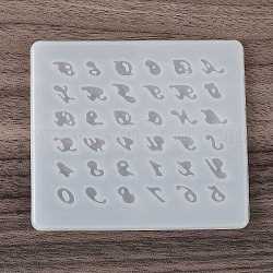 Stampi in silicone fai da te con lettere e numeri, creazione di ciondoli, stampi per colata di resina, per resina uv, creazione di gioielli in resina epossidica, bianco, 80x89x3mm, diametro interno: 5~9x5~9mm