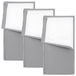 Beebeecraft 3 Sheets 4 Layers Silver Polishing Cloth, Jewelry Cleaning Cloth, Sterling Silver Anti-Tarnish Cleaner, Rectangle, Light Grey, Fold: 10x20x0.2cm