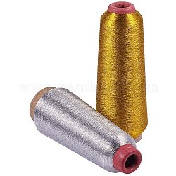 JEWELEADER 2 Spools 6500 Yards Gold Silver Machine Embroidery Threads Polyester Sewing Thread Cross Stitch Floss for Making Handicraft Tassel Quilting Clothing Home Textile Decoration 3280 Yards/Spool
