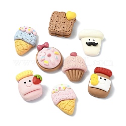 Dessert Theme Opaque Resin Decoden Cabochons, Imitation Food, Ice Cream/Donut/Biscuits, Mixed Shapes, Mixed Color, 18.5~22x15~18x6~9mm