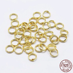 925 серебряное разделенное кольцо для прыжков, кольца прыжок двойной петли, круглые кольца, золотые, 8x2 мм, внутренний диаметр: 6 мм