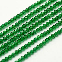 Fili di quarzo naturale sfaccettato, tinto, tondo, verde, 2mm, Foro: 0.5 mm, circa 200pcs/filo, 15.5 pollice (39.5 cm)