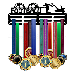 Спортивная тема железная вешалка для медалей настенная стойка для дисплея, с винтами, футбол шаблон, 150x400 мм