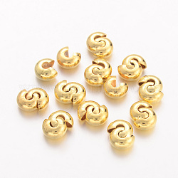 Messing Crimpperlen Abdeckungen, Runde, golden, ca. 5 mm Durchmesser, 4 mm dick, Bohrung: 2 mm, ca. 106 Stk. / 20 g