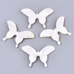 Cuentas de concha natural de blanco, Madre perla cuentas de concha, mariposa, blanco cremoso, 19x29x2.5mm, agujero: 0.8 mm