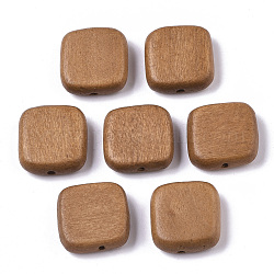 Perle di legno naturale verniciate, quadrato, Perù, 16x15x5.5mm, Foro: 1.5 mm