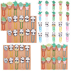 Pandahall elite 6 juegos 2 clips de hierro con forma de panda estilo, clips de papel lindos, clips de marcado de marcadores divertidos, color mezclado, 44.5~50.5x16~23x3.5~4.5mm, 3 juegos / estilo