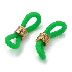Eyeglass Holders, Glasses Rubber Loop Ends, with Brass Findings, Golden, Green, 20x7mm