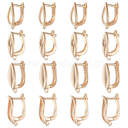 Beebeecraft 1 Box 16Pcs Crossover Hoop Earrings 18K Gold Plated Rhombic Oval Curved Horse Eye Tears Infinity Huggie Hinged Hoops Earrings with Loop for Jewelry Making Art DIY Crafts
