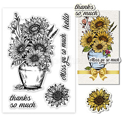 PH PandaHall Sunflower Bouquet Clear Stamp, PVC Plastic Transparent Stamp, Flower Rubber Stamp Greeting Card Stamp Seal Stamp for DIY Scrapbooking Album Decorating Card Craft Making