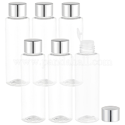 Многоразовые бутылки для лосьона для домашних животных, с пластмассовой пробкой, серебряные, 3.75x12.5 см, емкость: 100 мл (3.38 жидких унции)