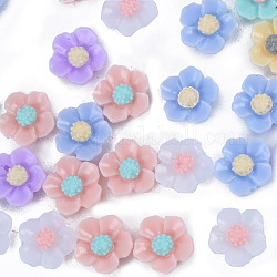 Непрозрачные кабошоны из смолы, цветок, разноцветные, 8x8x3 мм
