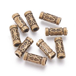 Perles de style tibétain, Perles d'alliage de zinc, couleur de bronze antique, Tube, sans plomb & sans nickel & sans cadmium , 13x5mm, Trou: 2.5mm